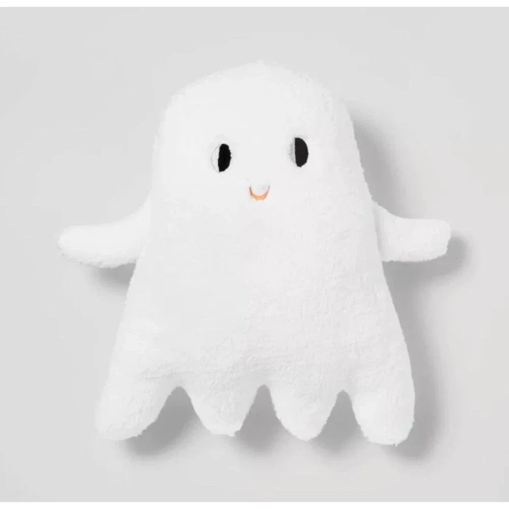 Hyde & Eek! 14” Ghost Faux Shearling Halloween Throw Pillow White